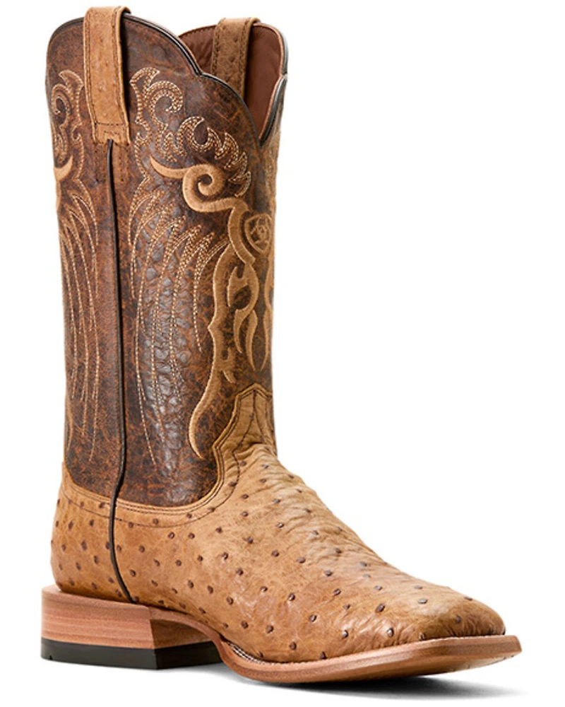 Ariat Men's Exotic Full Quill Ostrich Rio Western Boots - Broad Square Toe