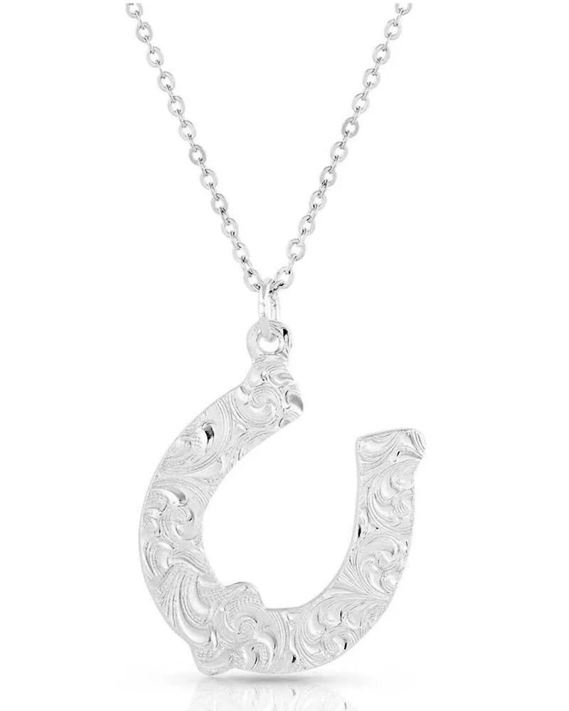 Montana Silversmiths Women's Silver Rodeo Royalty Horseshoe Necklace