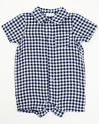 Angel Dear Infant Boys' Gingham Short Sleeve Snap Onesie