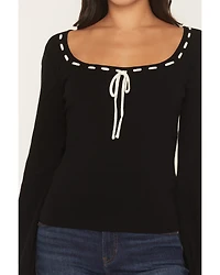 Originality Women's Solid Flared Long Sleeve Sweater