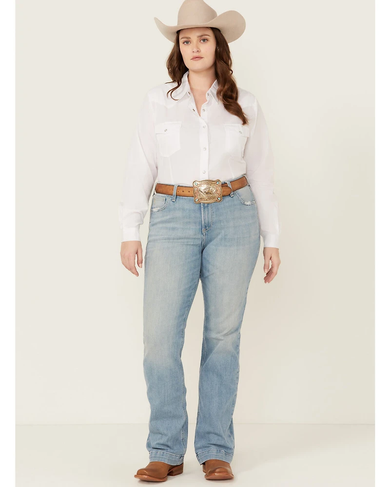 Ariat Women's Nia Light Wash Perfect Rise Slim Trouser Stretch Denim Jeans - Plus