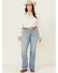 Ariat Women's Nia Light Wash Perfect Rise Slim Trouser Stretch Denim Jeans - Plus