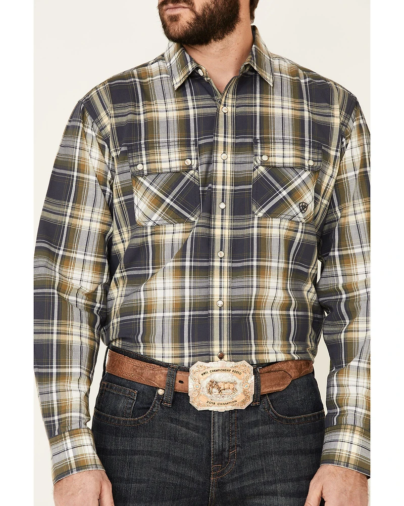 Ariat Men's Axel Large Ombre Retro Plaid Long Sleeve Western Shirt