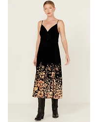 Beyond The Radar Women's Velour Printed Midi Dress