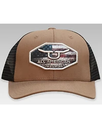 RopeSmart Men's All-American Embroidered Graphic Steer Flag Patch Mesh-Back Ball Cap