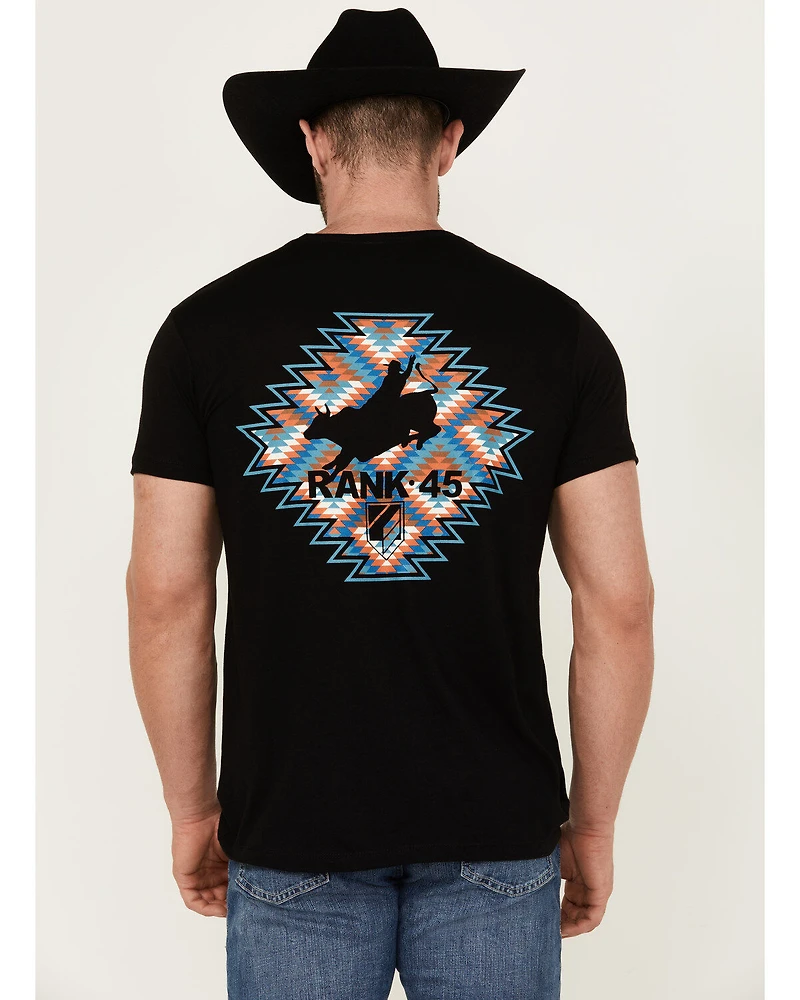 RANK 45® Men's Southwestern Print Bull Logo Short Sleeve Graphic T-Shirt