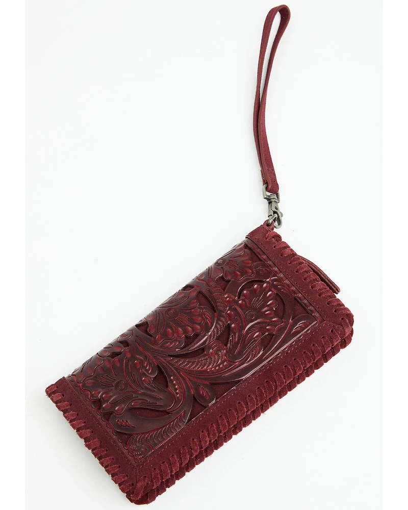 Shyanne Women's Naya Floral Tooled Whipstitch Wristlet Wallet