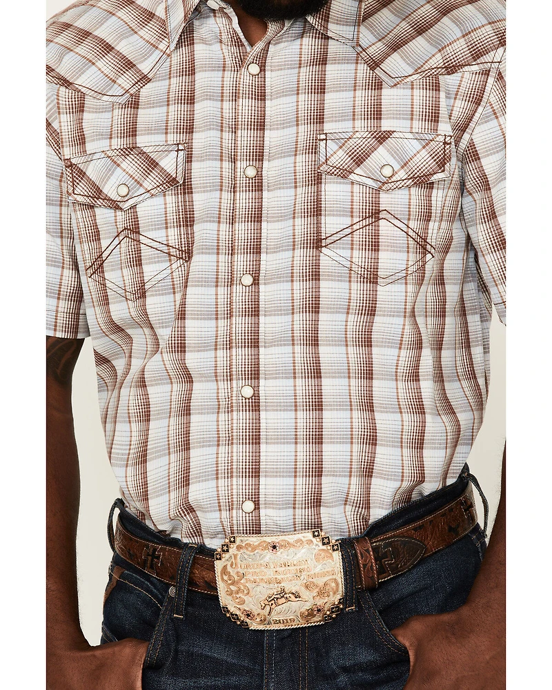 Cody James Men's Mount Vernon Small Plaid Short Sleeve Pearl Snap Western Shirt