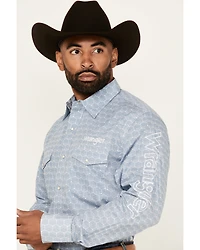 Wrangler Men's Geo Print Logo Long Sleeve Snap Western Shirt - Tall