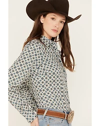 Cinch Women's Geo Print Long Sleeve Button Down Western Shirt