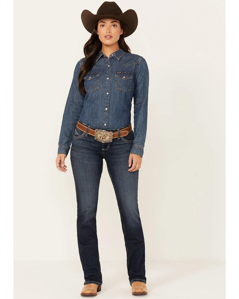 Wrangler Women's Shiloh Dark Wash Low Rise Bootcut Ultimate Riding Jeans