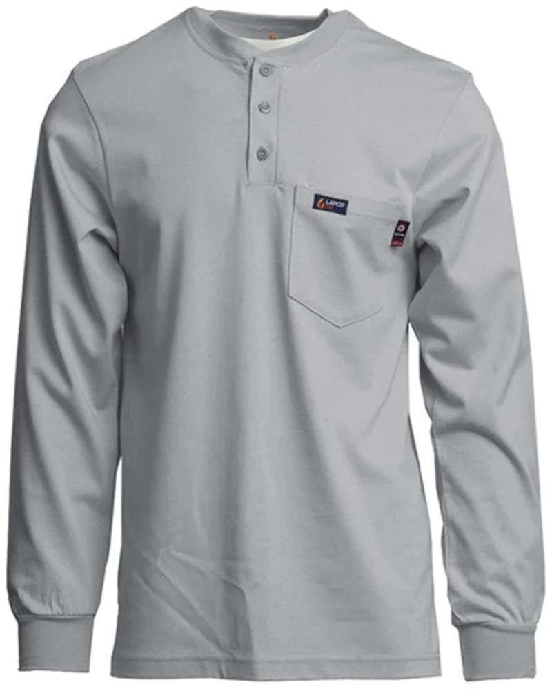 Lapco Men's FR Long Sleeve Button-Down Henley Work Shirt - Big & Tall