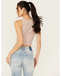 Cleo + Wolf Women's Aurora Embroidered Henley Rib Knit Tank