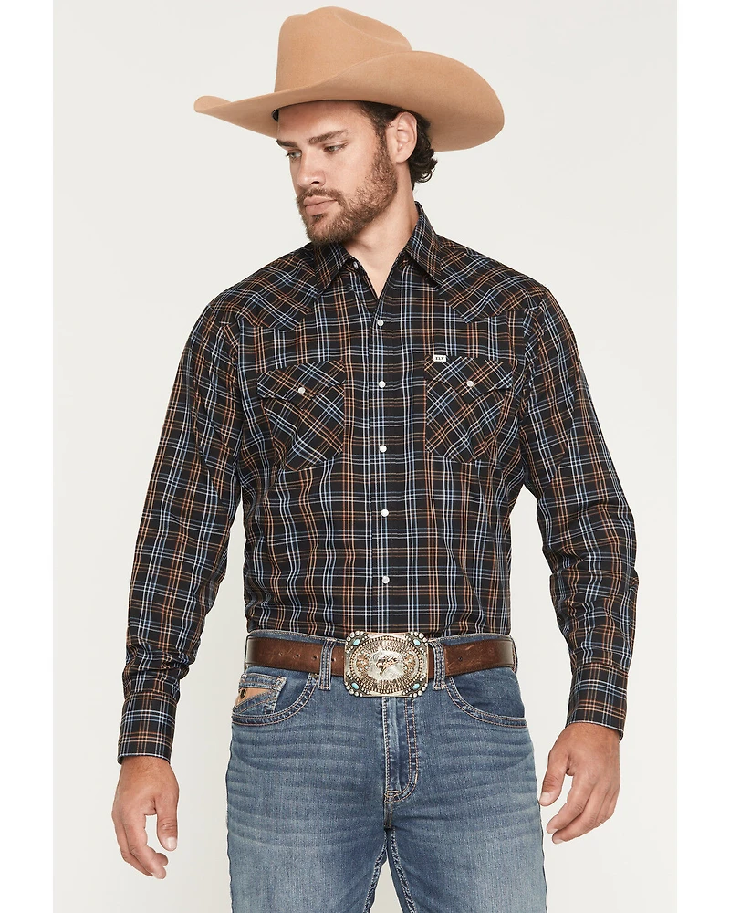 Ely Walker Men's Plaid Print Long Sleeve Sap Western Shirt