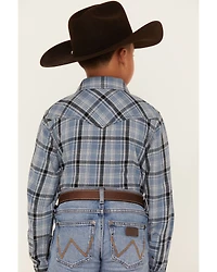 Cody James Boys' Plaid Print Long Sleeve Snap Western Flannel Shirt