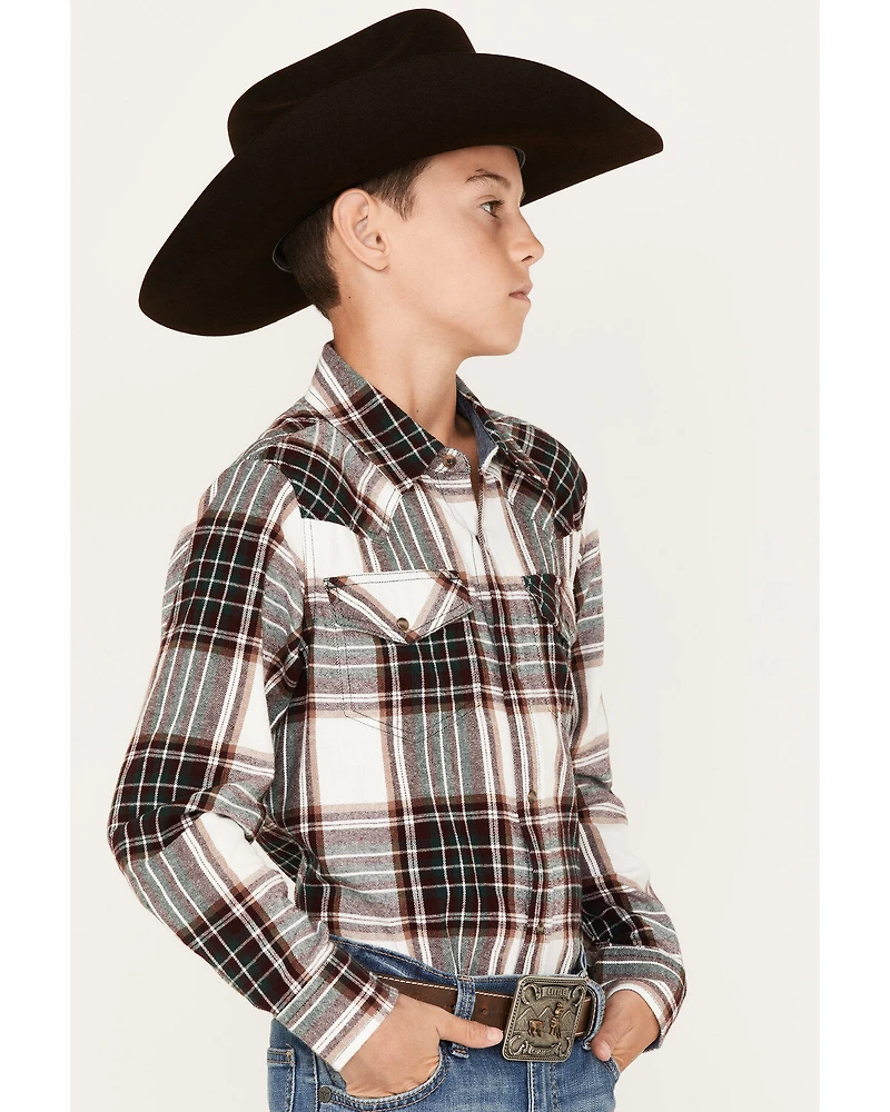 Cody James Boys' Plaid Print Long Sleeve Button-Down Flannel Shirt