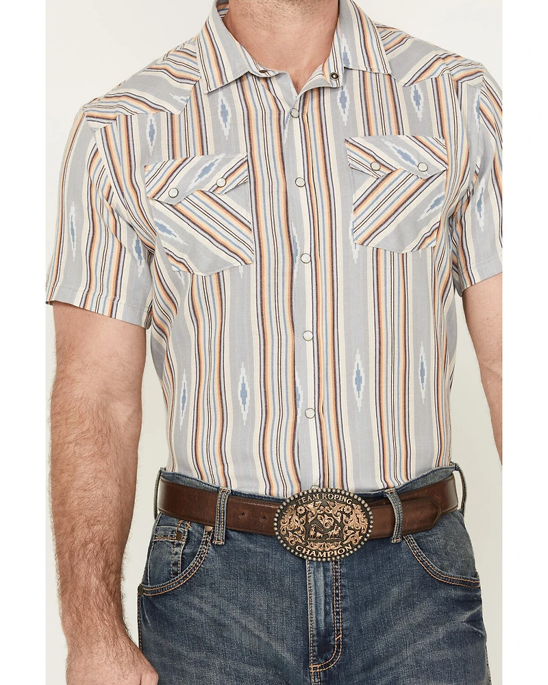 Panhandle Men's Southwestern Striped Short Sleeve Snap Western Shirt