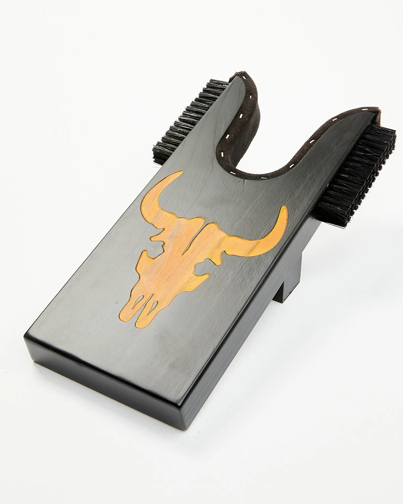 Boot Barn Long Horn Wood Boot Jack with Scrubber