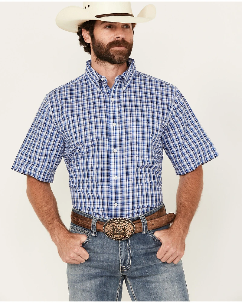 Wrangler Riata Men's Assorted Plaid Print Short Sleeve Button-Down Western Shirt