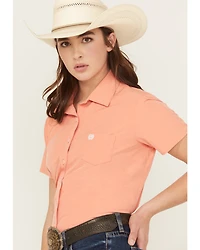 Cinch Women's Solid Short Sleeve Button-Down Stretch Western Shirt