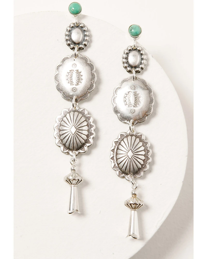 Paige Wallace Women's Turquoise Studded Concho Earrings