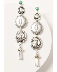 Paige Wallace Women's Turquoise Studded Concho Earrings