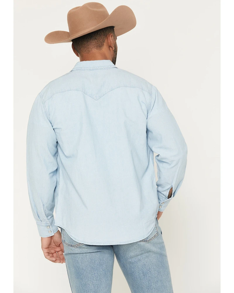 Levi's Men's Light Wash Classic Western Standard Long Sleeve Pearl Snap Shirt
