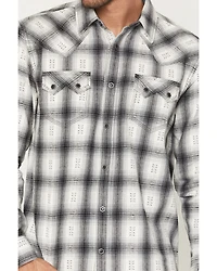 Moonshine Spirit Men's Smoke Stack Plaid Print Long Sleeve Snap Western Shirt