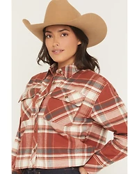 Shyanne Women's Pershing Plaid Print Long Sleeve Cropped Flannel Shirt