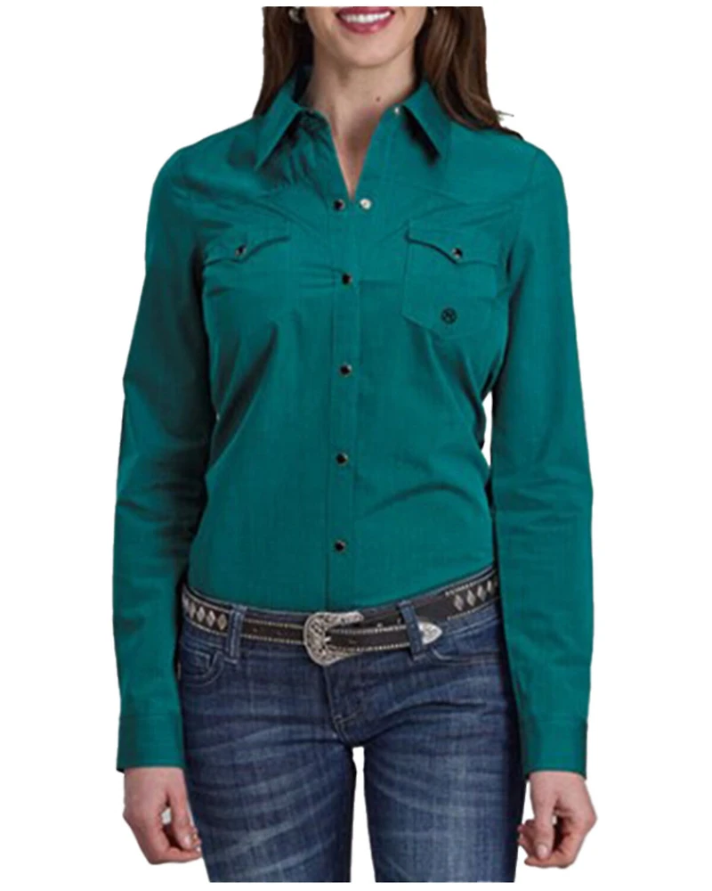 Roper Women's Solid Long Sleeve Snap Western Shirt