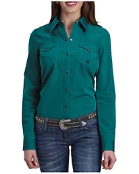 Roper Women's Solid Long Sleeve Snap Western Shirt
