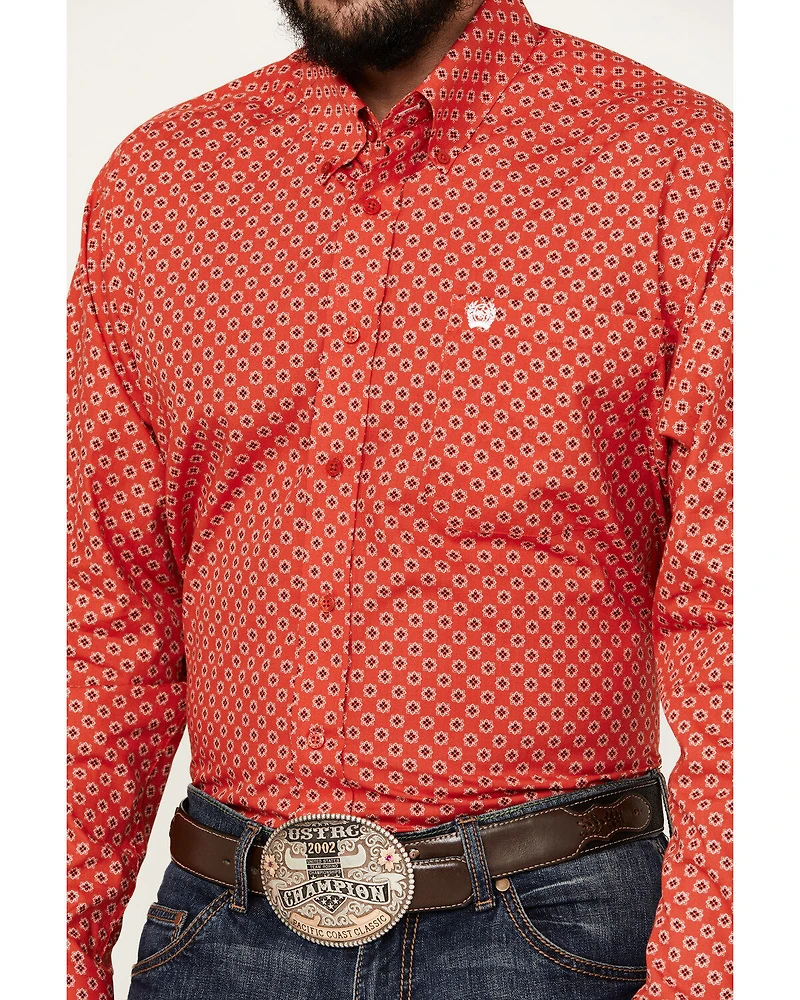 Cinch Men's Geo Print Long Sleeve Button-Down Western Shirt