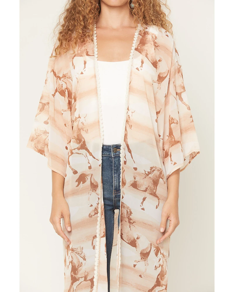 Wild Moss Women's Horse Print Kimono