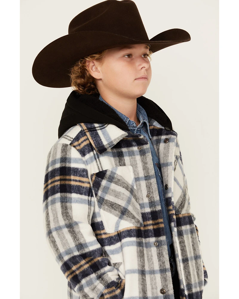 Urban Republic Little Boys' Plaid Print Sherpa Lined Hooded Shirt Jacket