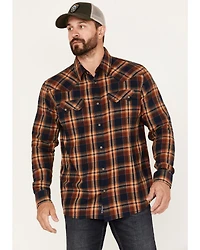 Moonshine Spirit Men's Rusted Still Plaid Print Snap Western Flannel Shirt