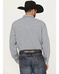 Blue Ranchwear Men's Yucca Plaid Print Long Sleeve Snap Western Shirt