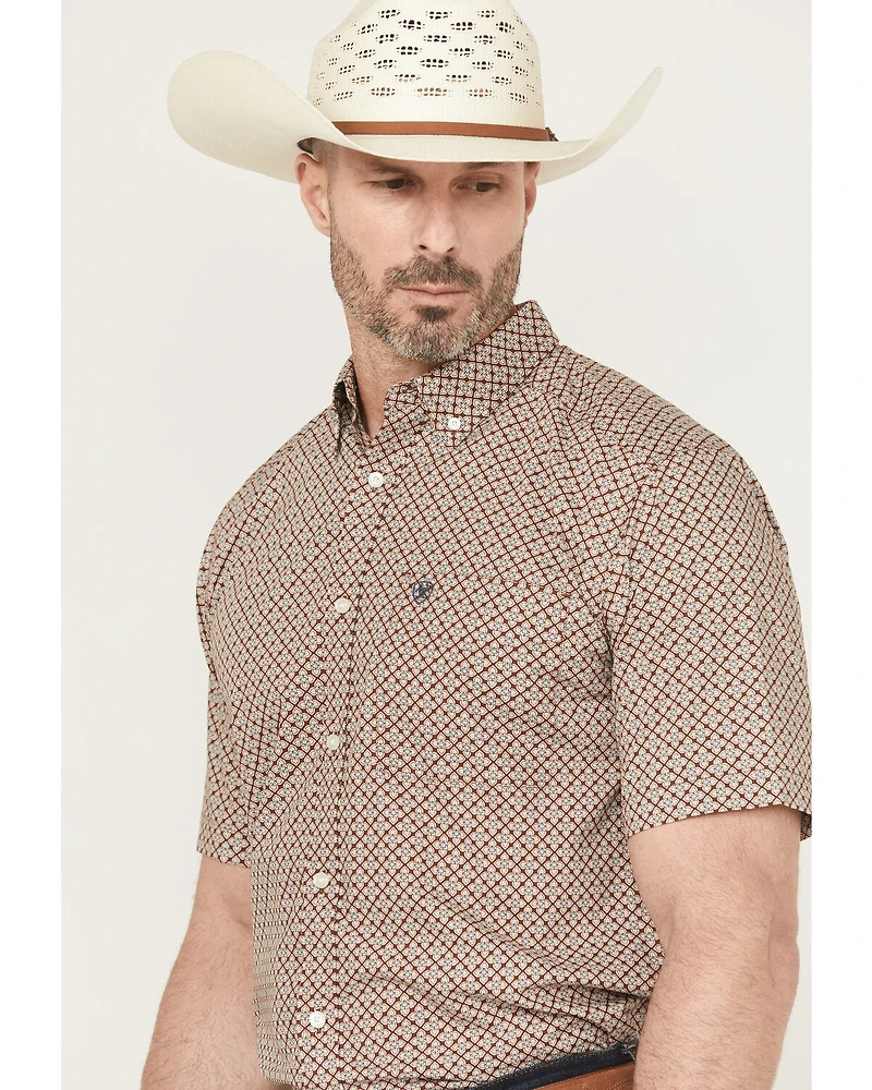 Ariat Men's Carmelo Floral Geo Print Short Sleeve Button-Down Western Shirt