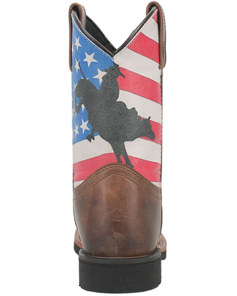 Dan Post Boys' Buckin' Around The Buck Patriotic Western Boots - Broad Square Toe