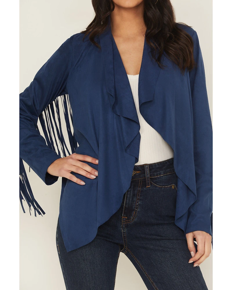 Shyanne Women's Cascade Front Fringe Faux Suede Jacket