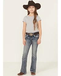 Grace LA Girls' Medium Wash Horse Pocket Bootcut Stretch Denim Jeans