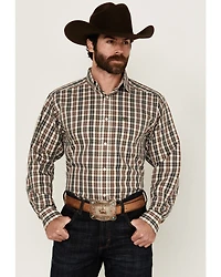 Ariat Men's Wrinkle Free Folk Plaid Print Long Sleeve Button-Down Western Shirt - Tall