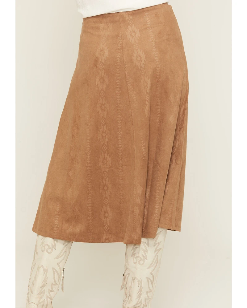 Shyanne Women's Embossed Southwestern Print Faux Suede Mini Skirt