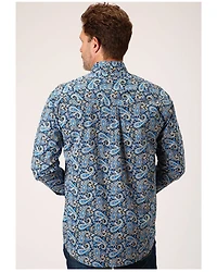 Roper Men's Amarillo Paisley Print Long Sleeve Button Down Western Shirt