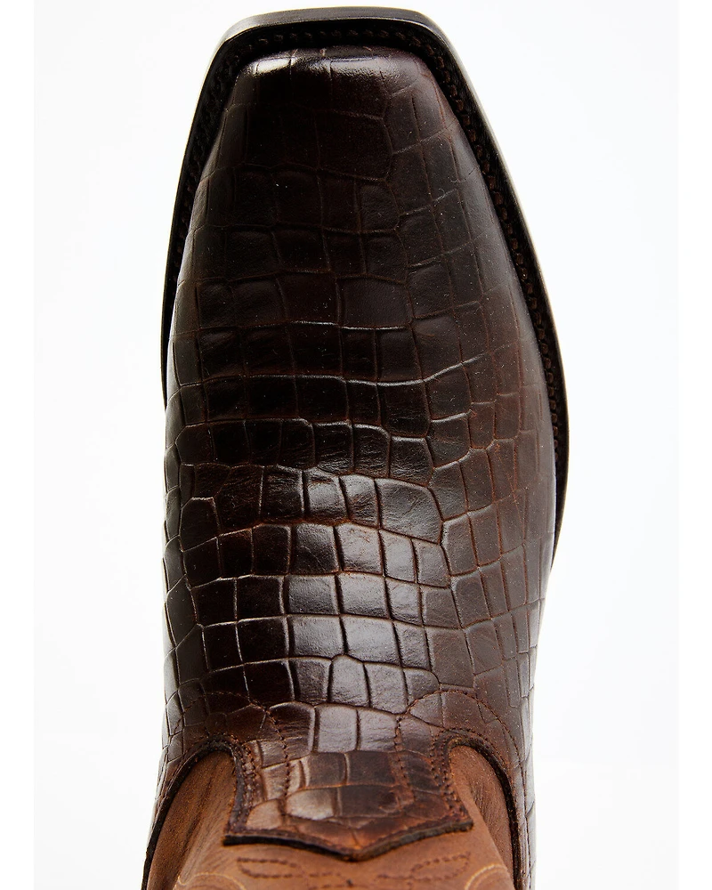 Moonshine Spirit Men's Madison Brown Printed Leather Western Boots - Square Toe