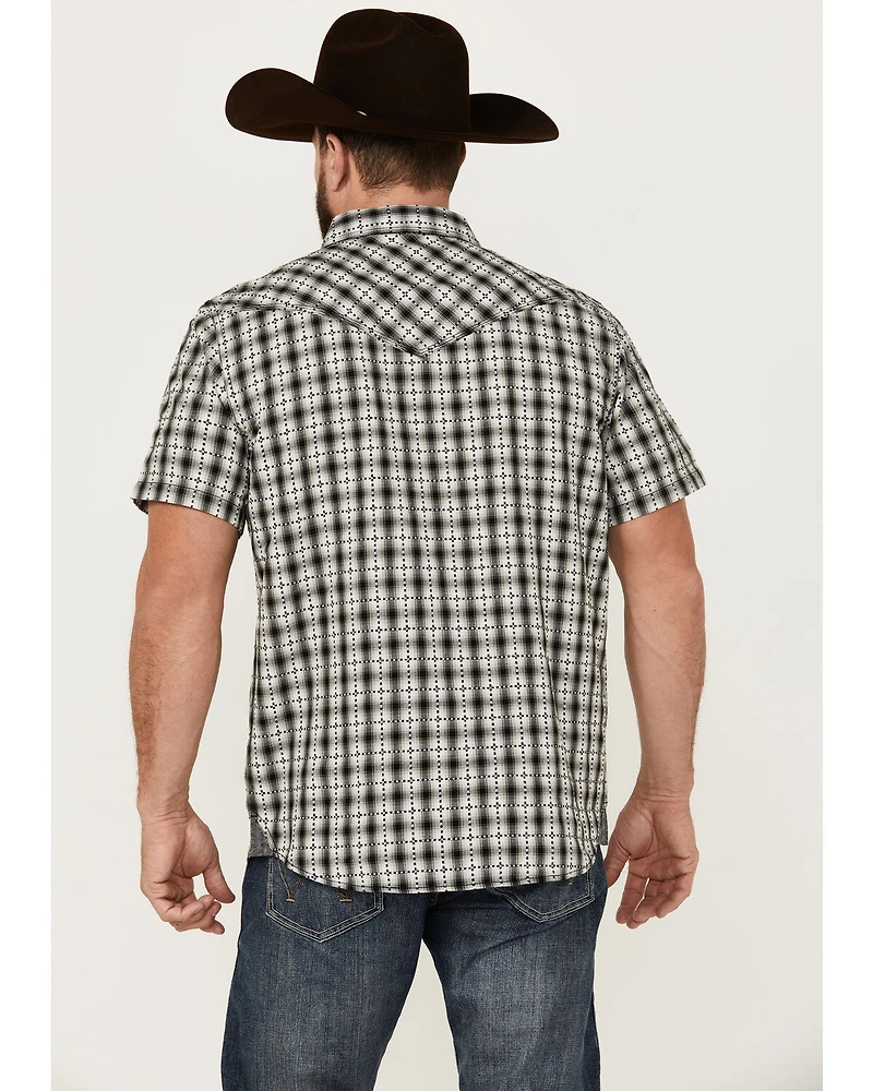 Moonshine Spirit Men's Classic Plaid Print Short Sleeve Snap Western Shirt