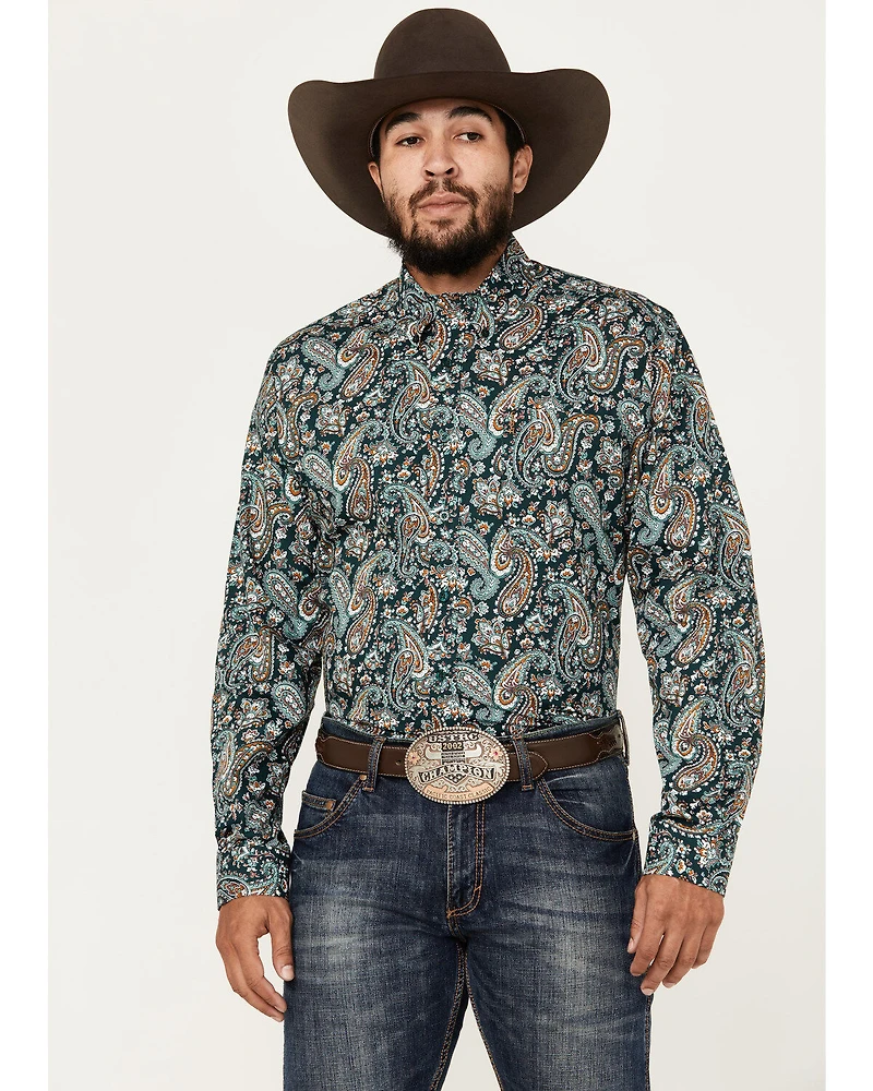 Cinch Men's Paisley Print Long Sleeve Button-Down Western Shirt
