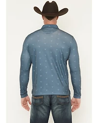 Cowboy Hardware Men's Steerhead Print Long Sleeve Snap Polo