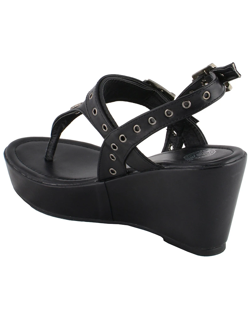 Milwaukee Leather Women's Buckle Strap Wedge Sandals