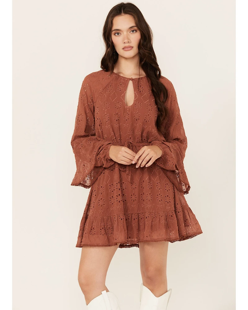 Shyanne Women's Ruffle Lace Long Sleeve Mini Dress