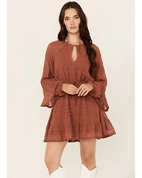 Shyanne Women's Ruffle Lace Long Sleeve Mini Dress